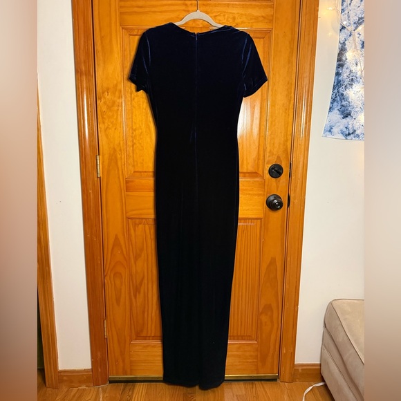 Lulus Navy Blue Velvet Eternal Elegance Short Sleeve Maxi Dress Size Large - Picture 7 of 7